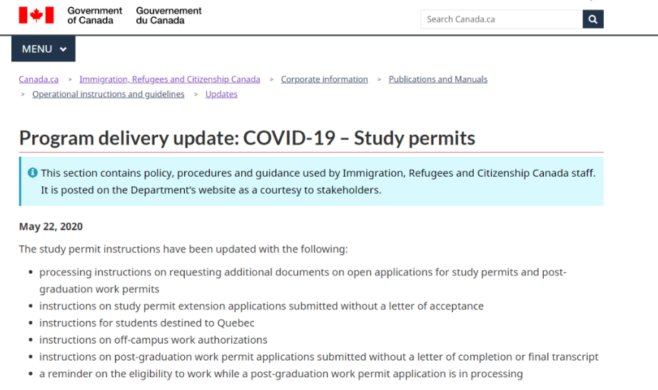 加拿大移民部發(fā)布臨時學簽和畢業(yè)工簽變更，接受不完整的申請！